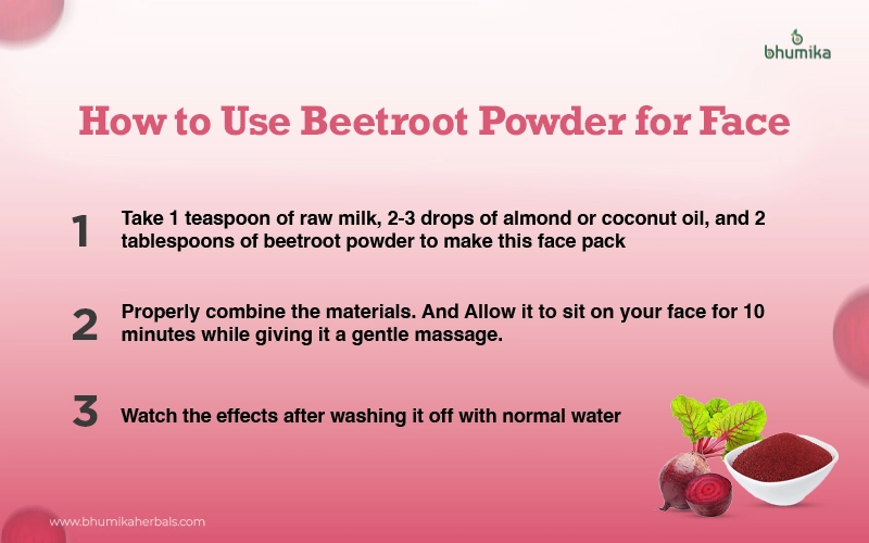 steps on how to use betroot powder for face