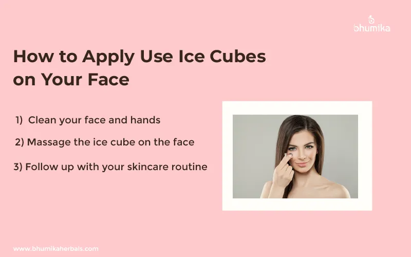 how to apply ice cubes on face