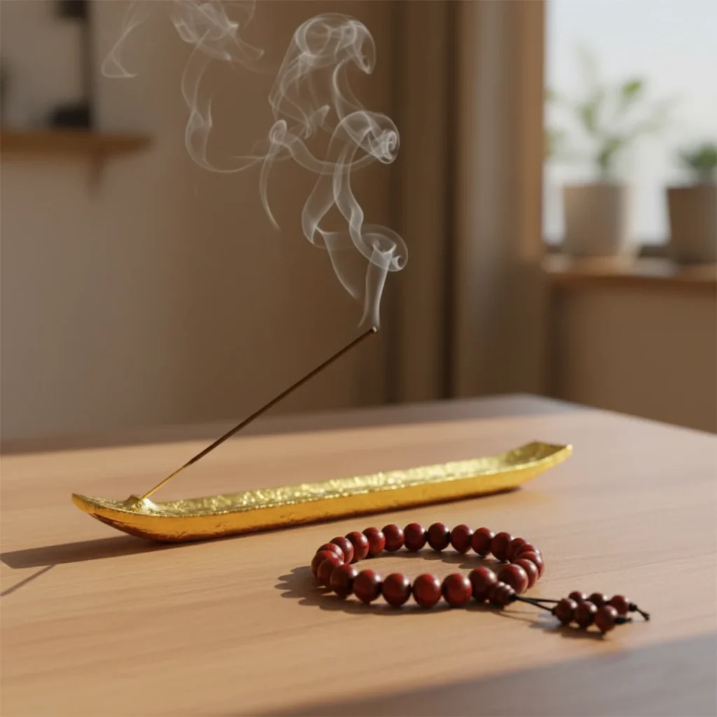 sandalwood bracelet in a table